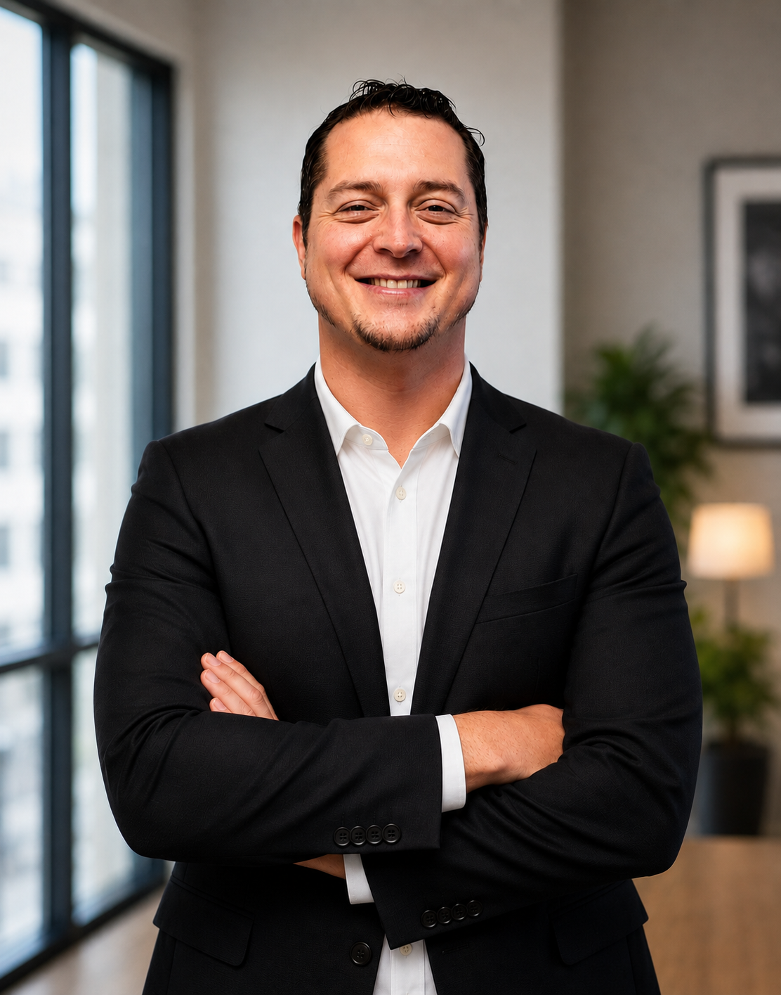 Portrait of Erik Leslie, founder of MasterNow Investments, in a dark blazer and white shirt